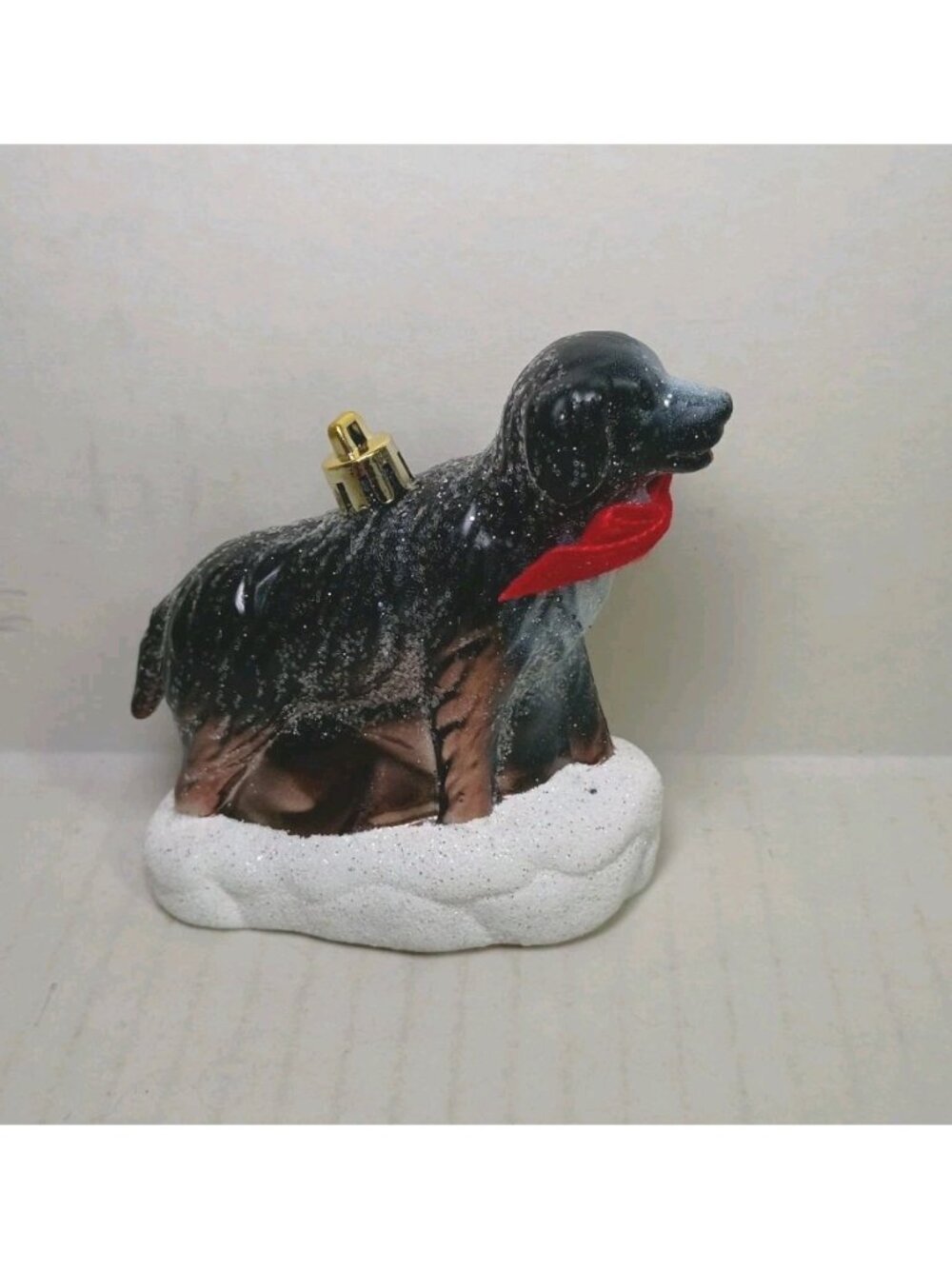 Black Lab? Sheepdog Blown Glass Christmas Ornament